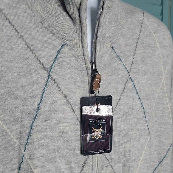 Oxford Golf Zip Up  Sz L Knit Collared Sweater Heather Gray Long Sleeve - Picture 3 of 7